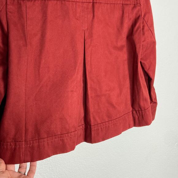 Ann Taylor Twill Peacoat Sz‎ XS Rust Red Cotton Fall Cropped Jacket - Picture 8 of 15